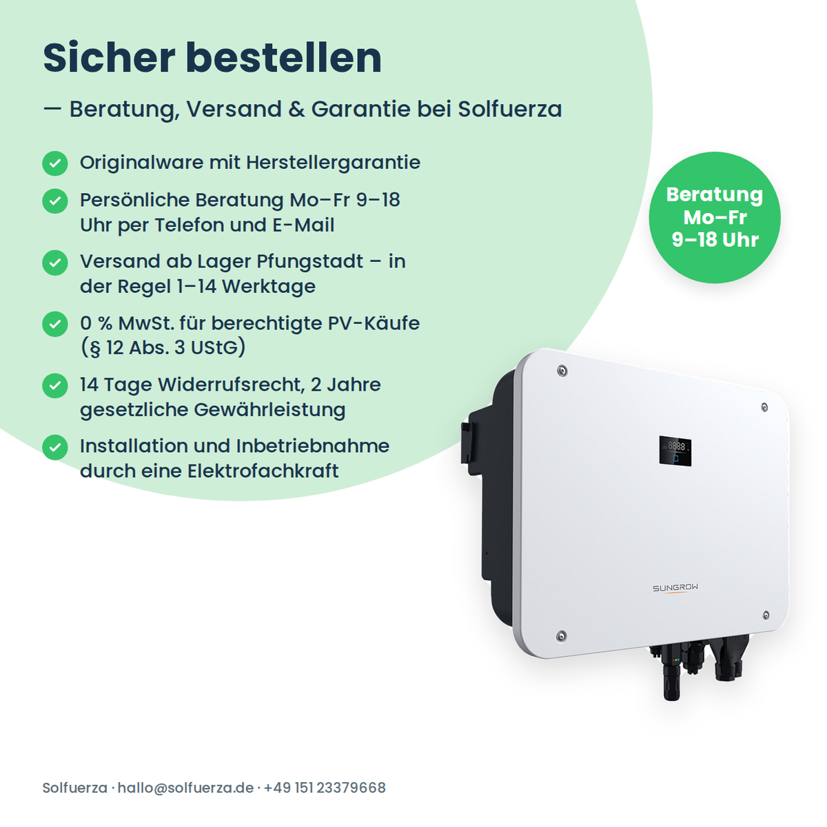 Sungrow SH20T – 20 kW Hybrid-Wechselrichter dreiphasig für Hochvolt-Speicher
