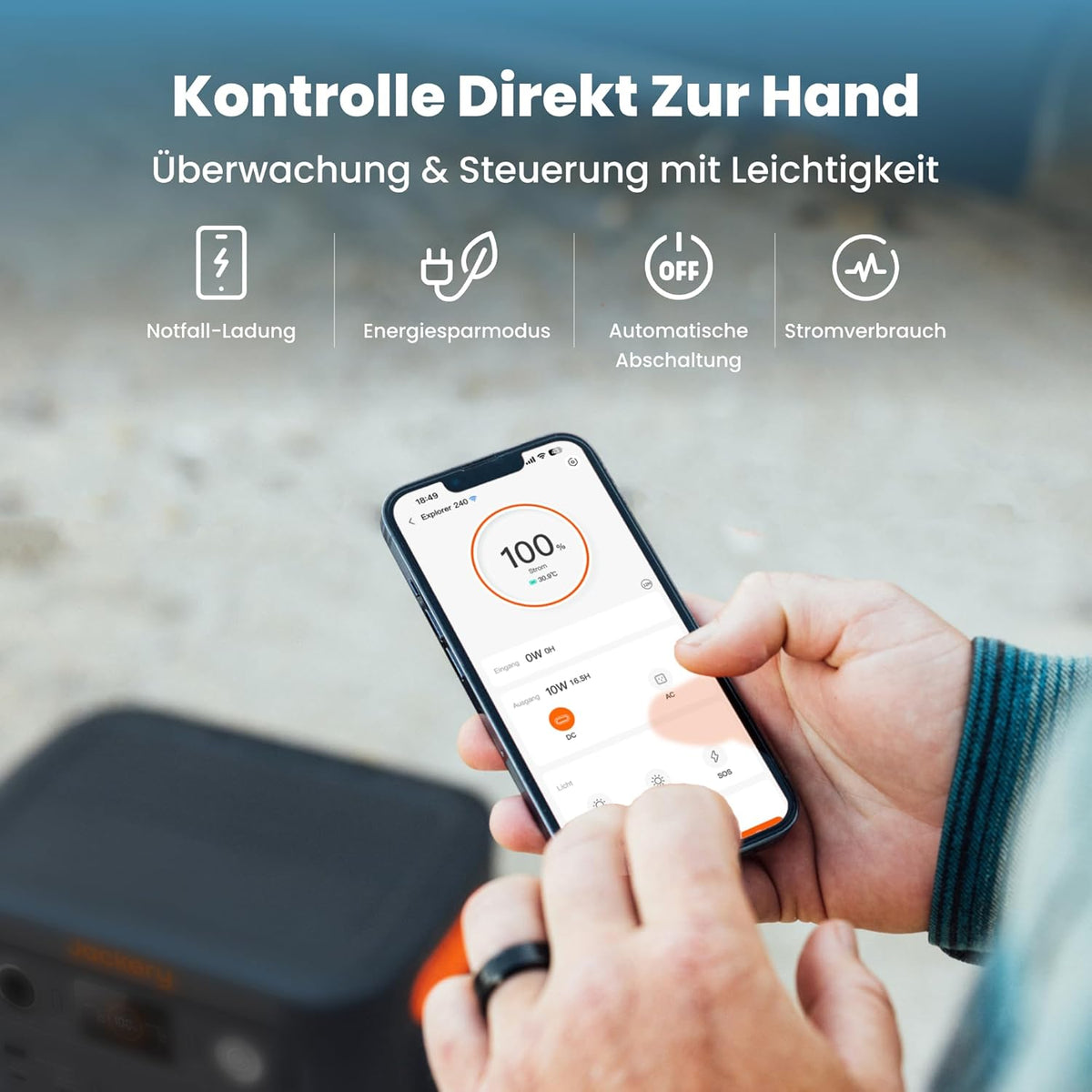 Jackery Explorer 240 v2 per App auf dem Smartphone überwachen und steuern