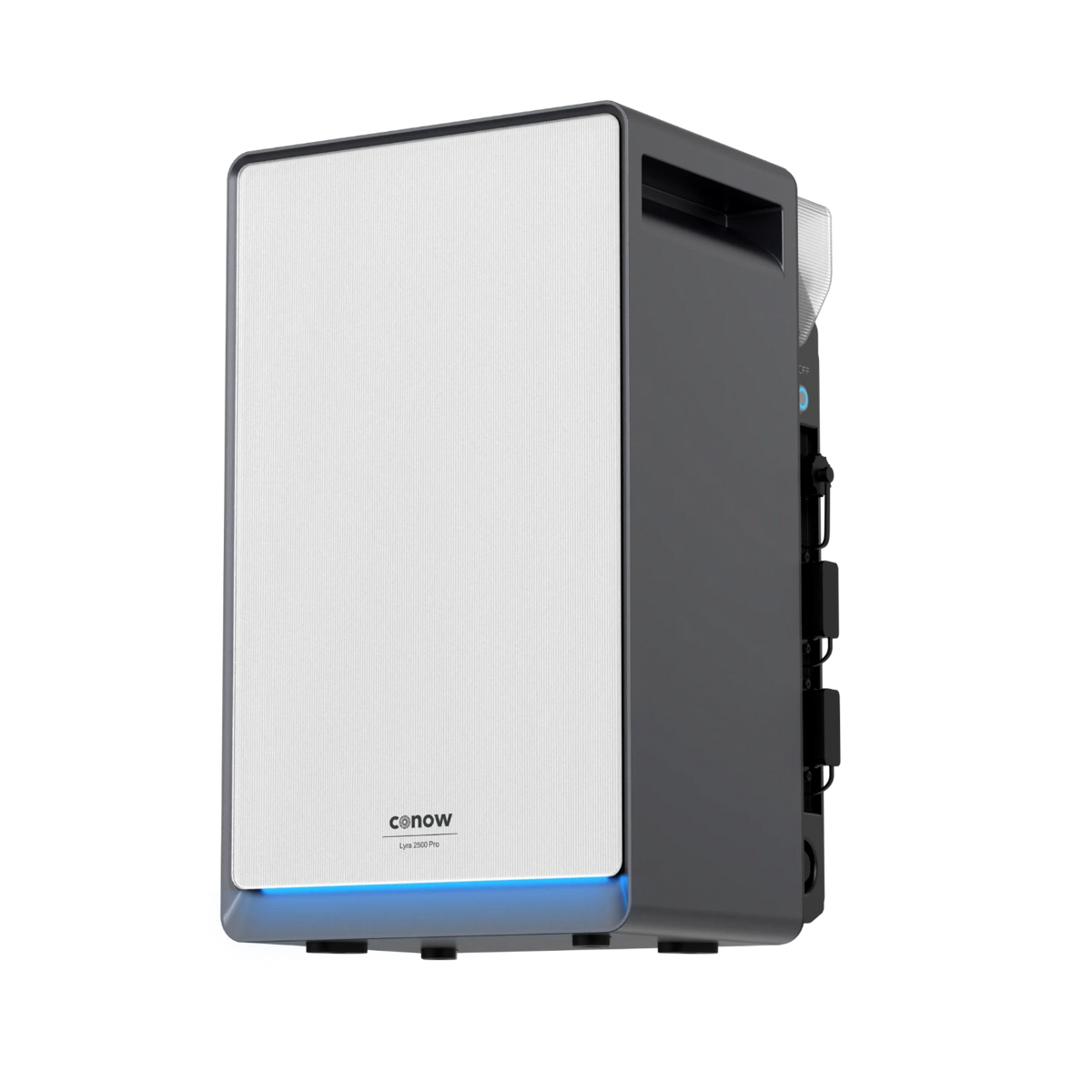 Conow Lyra 2500 AC AC-Speicher, freigestellte Frontansicht mit blauer Statusleiste
