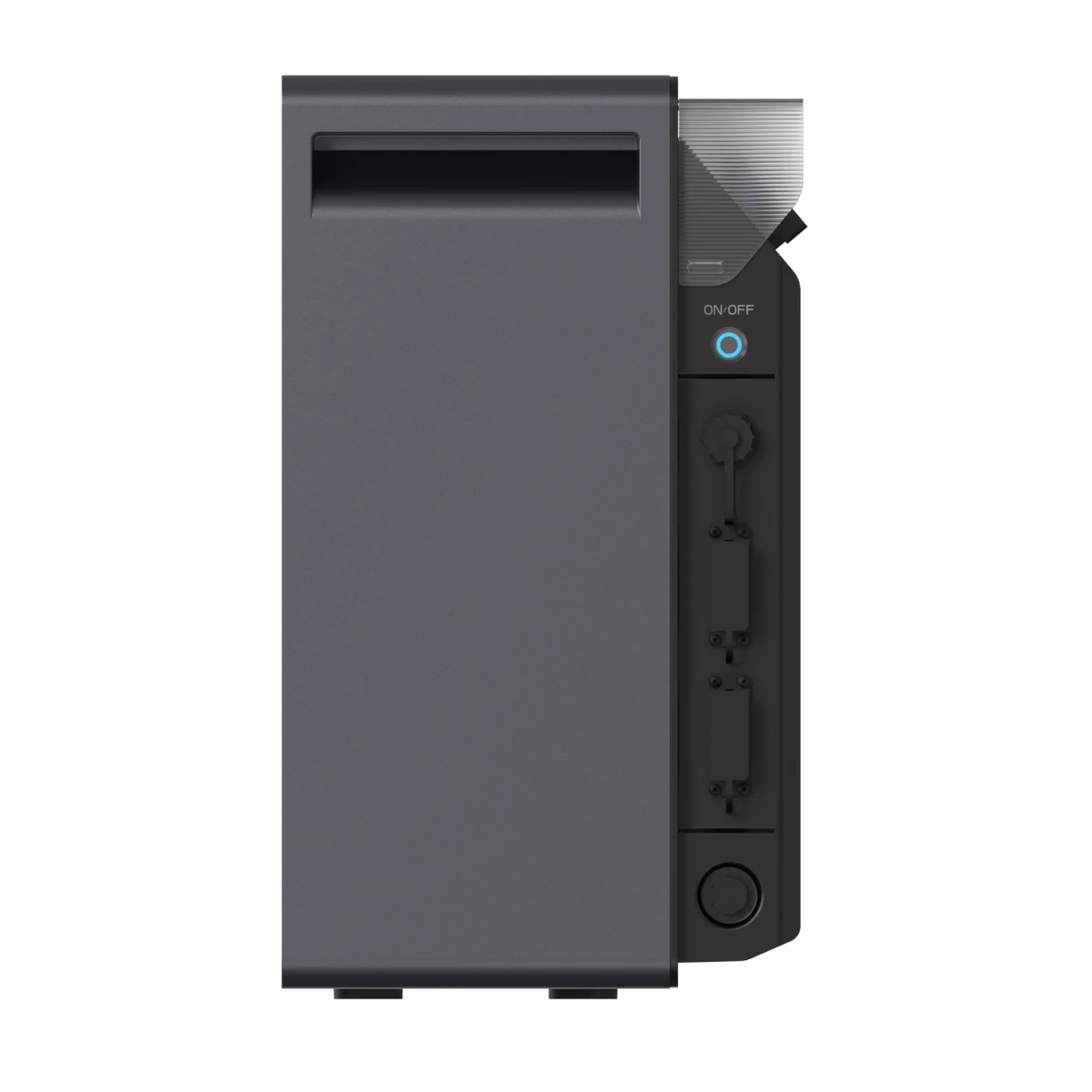 Conow Lyra 2500 AC Seitenansicht mit Ein-/Aus-Taste und Anschlussfeld