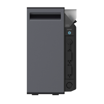Conow Lyra 2500 AC Seitenansicht mit Ein-/Aus-Taste und Anschlussfeld