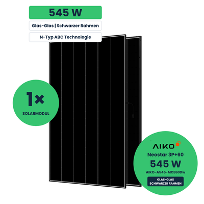 AIKO Neostar 3S+60 545 W Full Black Solarmodul, freigestellte Frontansicht