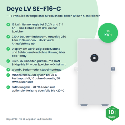 Deye SE-F16-C 16 kWh Batteriespeicher – Vorteile im Überblick