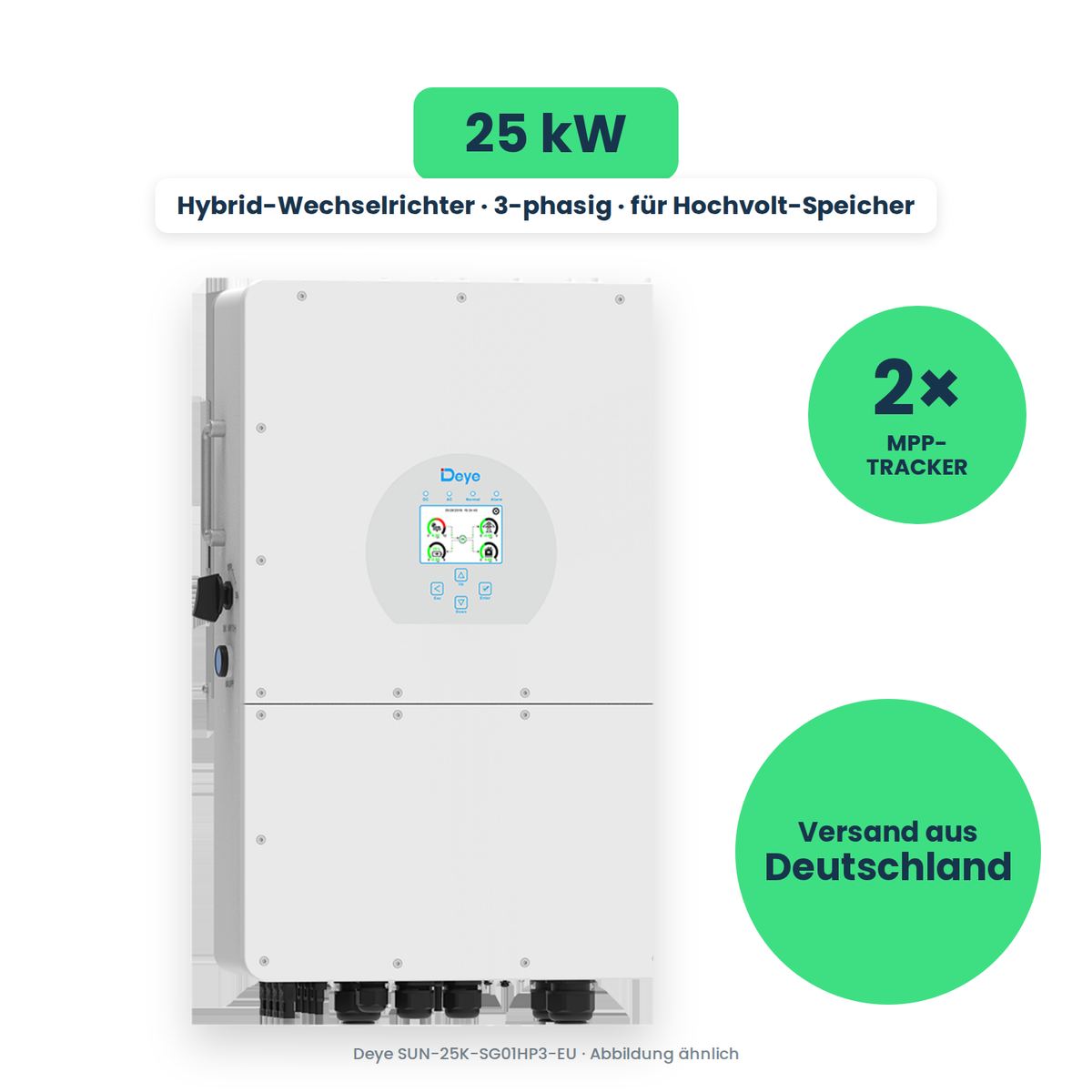 Deye SUN-25K-SG01HP3-EU – Hybrid-Wechselrichter, freigestellt