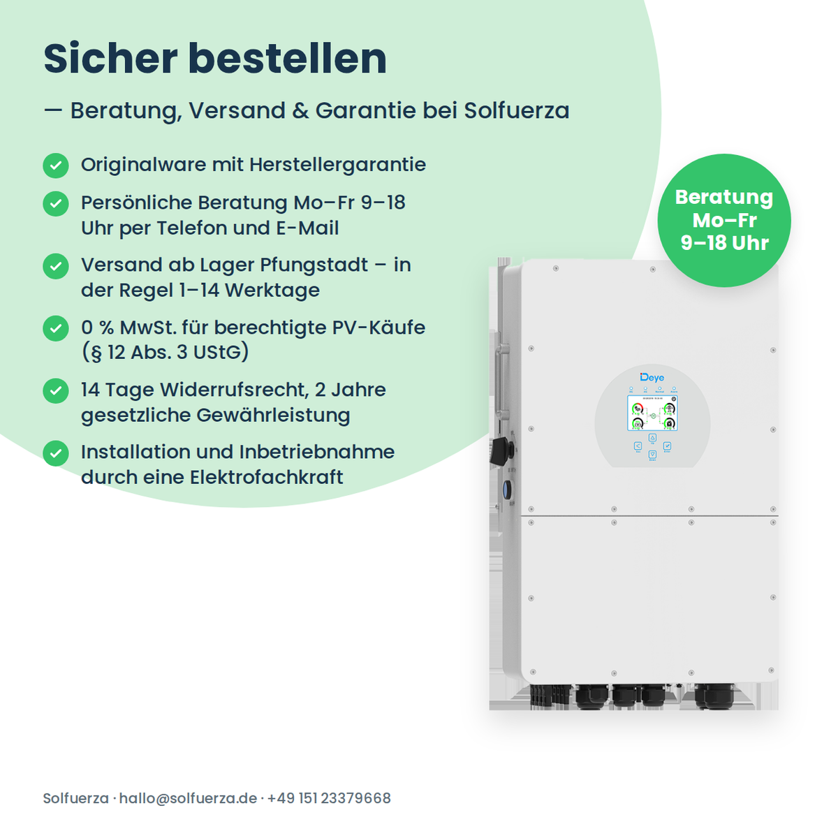 Deye SUN-12K-SG01HP3-EU-DM2 – 12 kW Hybrid-Wechselrichter dreiphasig für Hochvolt-Speicher