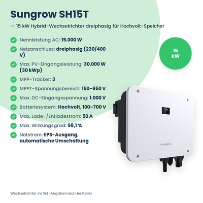 PV-Komplettset 16 kWp 3-ph. | 24× AIKO STELLAR 670W + Sungrow SH15T + Sungrow SBR128